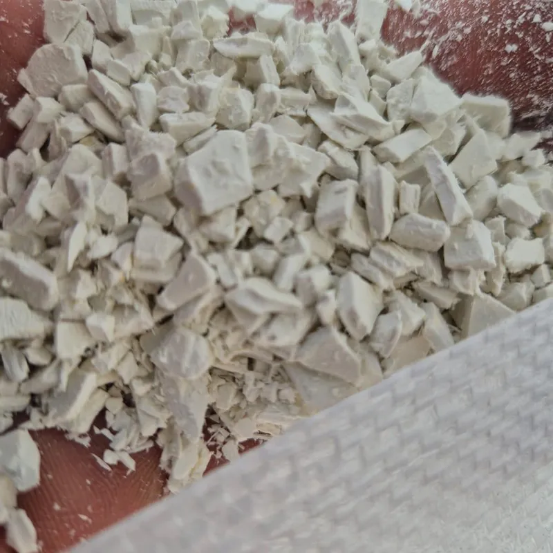 White PVC sheet regrind, close-up
