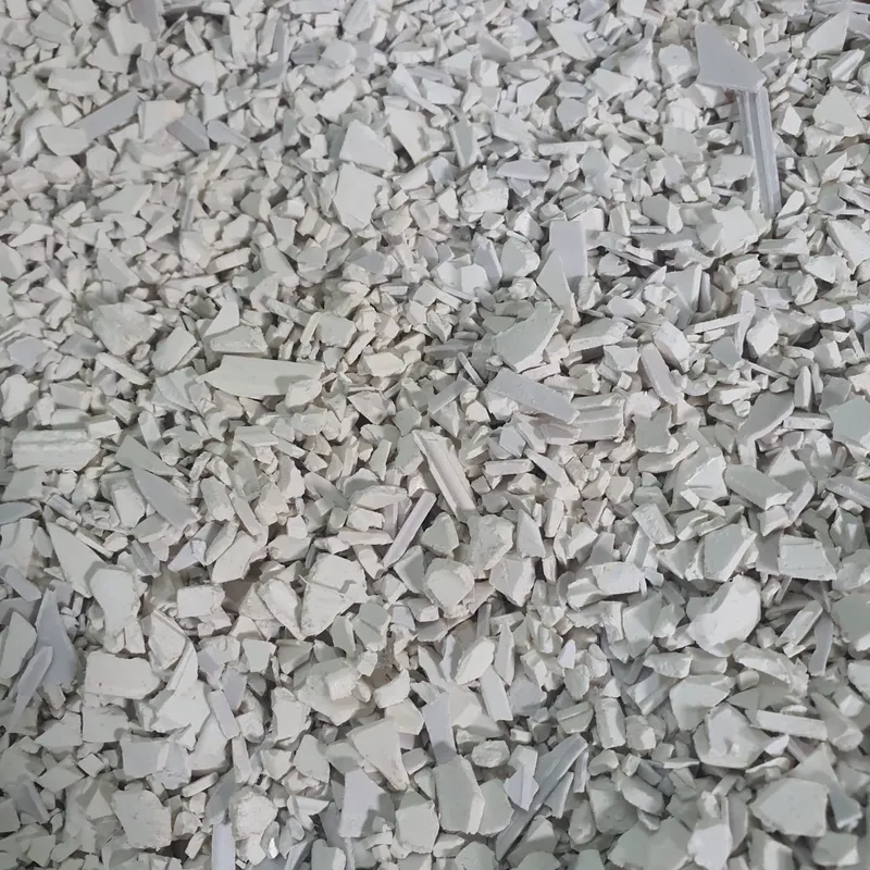 White PVC window profile regrind, close-up