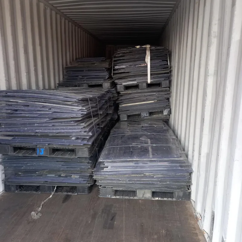 PVC off-cut sheets loaded in a shipping container